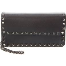 Valentino Wallets & Key Holders Valentino Rockstud Leather Wallet On Chain - Black NoSize