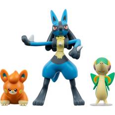 Jazwares Pokemon Battle Figur Set 3-Pack Snivy, Pawmi, Lucario 5 cm