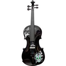 Black Violins Rozanna's Violins Mariachi Black Sugar Skull Series Violin Outfit 4/4