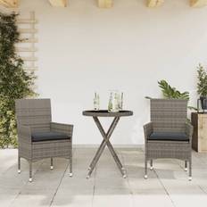 Grau Café-Sets vidaXL 3-Tlg. Bistro-Set Café-Set, Bord inkl. 2 Stolar