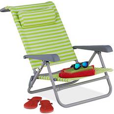 Relaxdays Reclining Beach Chair Sun Lounger Headrest Garden Dining Chair