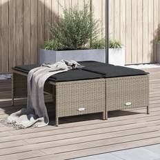 VidaXL Rattan Havemøbelsæt vidaXL Haveskamler 4 Stk Med Hynder Polyrattan Lysegrå Havemøbelsæt, 1 borde inkl. 4 stole