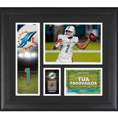 Miami Dolphins Sports Fan Products Fanatics Authentic Tua Tagovailoa Miami Dolphins Framed 15" x 17" Player Collage with Piece of Game-Used Football