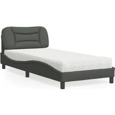 200cm Bedpakketten vidaXL Bed Met Matras Stof Donkergrijs 80x200 cm