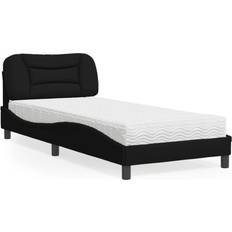 200cm Ensembles de Lit vidaXL Lit Avec Matelas Noir 80 x 200 cm Tissu