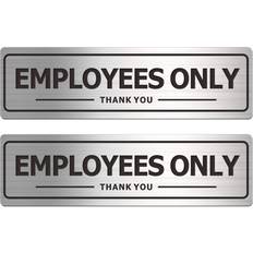 Silver Workplace Signs Employees Only Sign Aluminum Metal Pack of 2