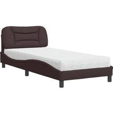 Cama Individual Conjuntos de Cama vidaXL Cama con colchón tela marrón oscuro 90x200 cm