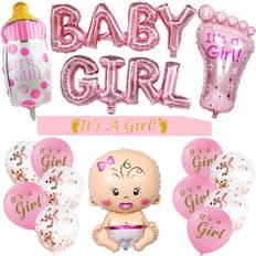 Text & Theme Balloons Girl Baby Shower 16-pack