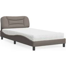 Beige Ensembles de Lit vidaXL Lit Avec Matelas Taupe 100 x 200 cm Tissu