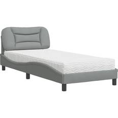 Barato Conjuntos de Cama vidaXL Cama con colchón tela gris claro 90x190 cm