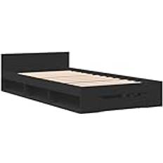 vidaXL Bed Frame with Drawer Black Engineered