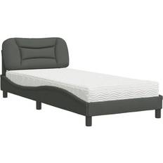 Cama Individual Conjuntos de Cama vidaXL Cama con colchón tela gris oscuro 90x190 cm