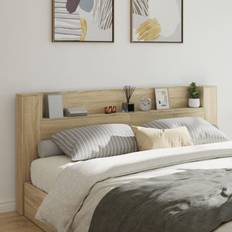 Polyester Headboards vidaXL LED-Kopfteil mit Ablagen Sonoma-Eiche 220x16,5x103,5 cm Kopfteil