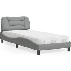 200cm Ensembles de Lit vidaXL Lit Avec Matelas Gris Clair 80x200 cm Meuble De Chambre À Coucher