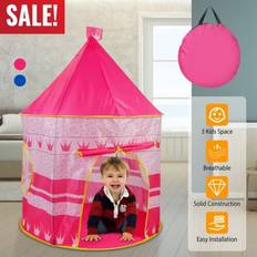 iMounTEK Indoor & Outdoor Kids Pop-Up Play Castle Tent with Carrying Bag Pink Blue