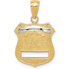 Stainless Steel Charms & Pendants Bijou 14k w/Rhodium Police Badge Pendant K4926