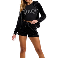 Juicy Couture Damen Hosen & Shorts Juicy Couture Women's Diamante Velour Shorts - Black