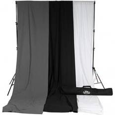 Savage 10x12' Accent Muslin Background Kit with Port-A-Stand, White/Gray/Black