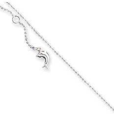 Silver Anklets Sterling Silver Plus 1in Ext Polished Dolphin Anklet