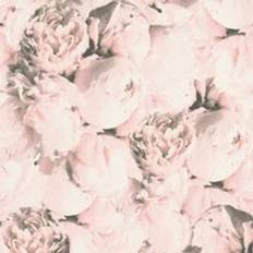 Profhome Flowers wallcovering wall 373982 non-woven wallpaper smooth with floral pattern matt pink cream 5.33 m2 57 ft2 pink