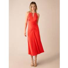 Polyamide Dresses Ro&Zo Jersey Halterneck Midi Dress, Coral Red