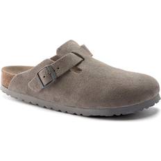 Grigio Pantofole da Esterno Birkenstock Boston Soft Footbed Suede Leather - Stone Coin