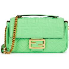 Fendi Bags Fendi FF-embossed Leather Shoulder Bag, Bag, Green, Leather