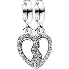 Vriendschap Sieraden Bedels en Hangers Pandora Friends Splitable Heart Dangle Charm - Silver/Transparent