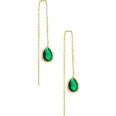 Green Earrings Ettika 18k Gold Plated Earrings Barely There Chain and Green Crystal Dangle Earrings. Fashion Jewelry for Women