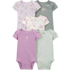 9-12M Bodysuits Carter's Baby Floral Short Sleeve Bodysuits 5-pack - Purple/Green (195862441815)