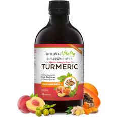 Turmeric Vitality Bio-Fermented Turmeric Curcumin Supplement with Black Pepper & Ginger, Papaya Digestive Enzymes & Live Cultures Peach