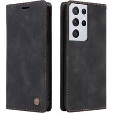 Mobile Phone Accessories GANGXUN Black Flip Case for Samsung Galaxy S21 Ultra Flip Cover Wallet Leather Case Shockproof Simple Business