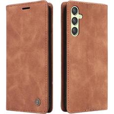 Mobile Phone Accessories GANGXUN Orange Flip Case for Samsung Galaxy A24 4g Wallet Simple Business Flip Cover Shockproof Leather Case