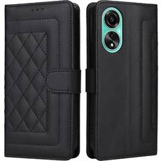 Mobile Phone Accessories GANGXUN Black Flip Case for Oppo A78 4g Shockproof Flip Cover Leather Case Simple Business Wallet