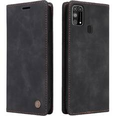 Mobile Phone Accessories GANGXUN Black Flip Case for Samsung Galaxy M31 Shockproof Simple Business Flip Cover Wallet Leather Case