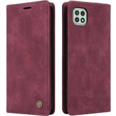 Mobile Phone Accessories GANGXUN Red Flip Case for Samsung Galaxy A22 5g Shockproof Simple Business Wallet Flip Cover Leather Case