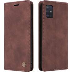 Mobile Phone Accessories GANGXUN Brown Flip Case for Samsung Galaxy A51 Leather Case Wallet Shockproof Flip Cover Simple Business