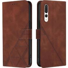 Huawei P20 Pro Wallet Cases GANGXUN Brown Case for Huawei P20 Pro Pu Leather Flip Folio Book Protective Wallet Cover Credit Card Holder