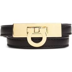 Ferragamo Bracelets Ferragamo Gancini double twist bracelet women Lambskin/Brass One Black