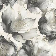 Wallpapers Muriva Muriva Elysian Floral Black and Gold Wallpaper Multi 6 x 6 x 53cm