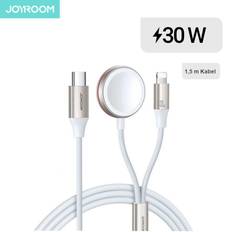 Iphone kabel apple Joyroom 2in1 Lightning Kabel Och Inductive Laddare 1.5m Vit TheMobileStore iPhone laddare