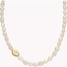 Skagen Women's Agnethe Pearl White Freshwater Pearl Necklace Gold