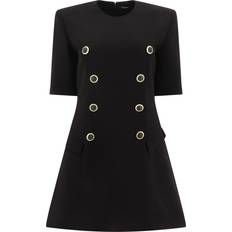 Balmain Dresses Balmain Buttoned Crepe Short Dress - Black