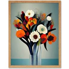 Acrylic Framed Art ARTERY8 Print Modern Winter Flower Floral Bouquet Framed Art