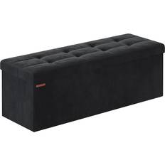 Black Storage Benches Songmics Foldable Ottoman Storage Bench