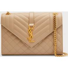 Saint Laurent Messenger Bags Saint Laurent Envelope Triquilt Medium YSL Shoulder Bag in Grained Leather DARK BEIGE