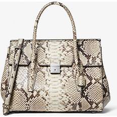 Michael Kors Natural Bags Michael Kors Campbell Medium Python Embossed Leather Satchel Natural ONE SIZE