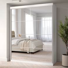 Mirrored wardrobe Sidney Mirrored Sliding Door Double with White Wardrobe 150.3x190cm