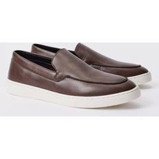 Lage schoenen boohooMAN Mens PU Slip On Loafer - Brown