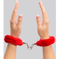 LoveHoney Red Furry Handcuffs Red